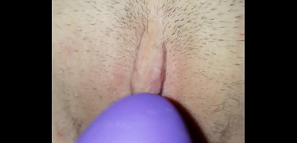  First uploaded video, using my girlfriend&039;s vibrator on her tight pussy